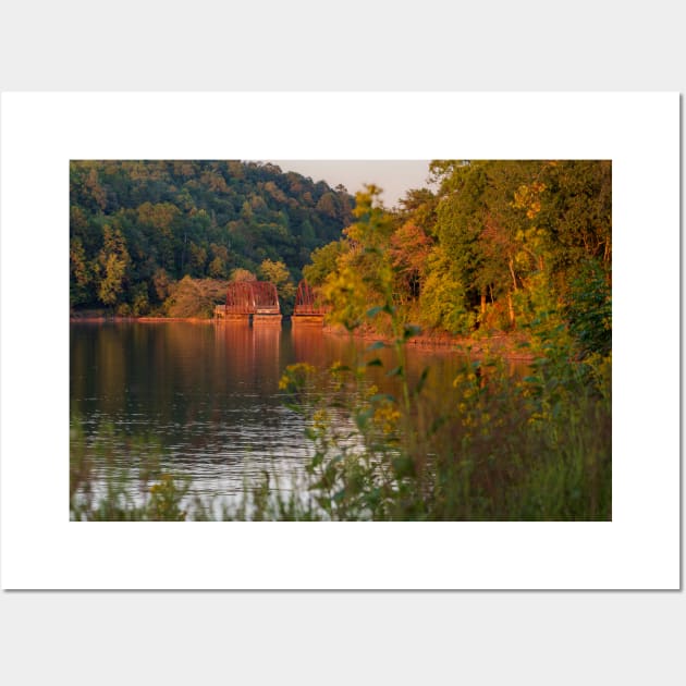 Old Tugaloo River Bridge from the shoreline Wall Art by Ckauzmann